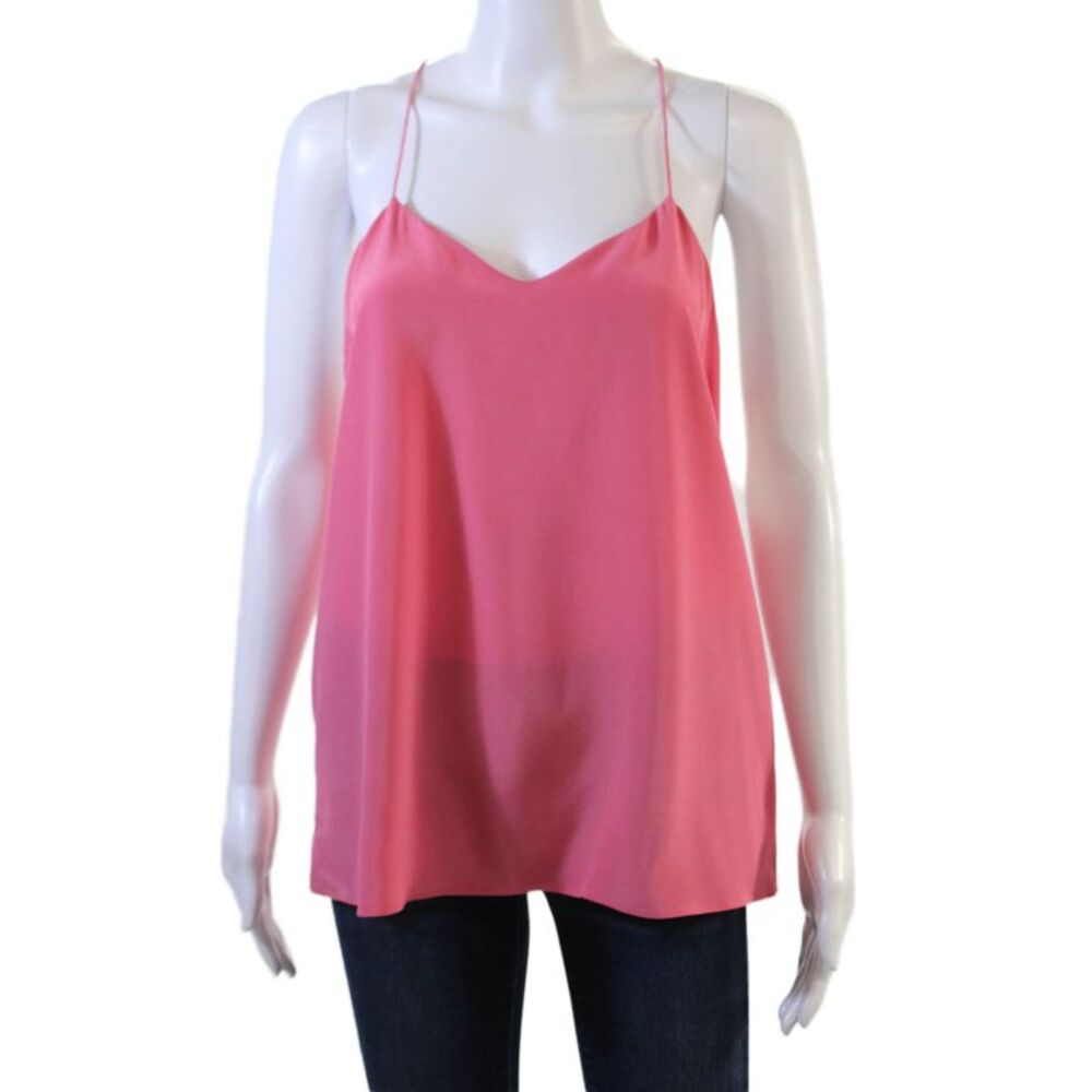 Tibi Womens Silk V-Neck Camisole Pink Designer Size 8